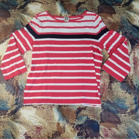 Anne Klein Tops - Anne Klein Red and White Striped Blouse
